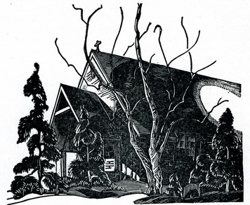 The Chapel. A woodcut by John A. Spelman, 1938, published in Notes From PMSS.