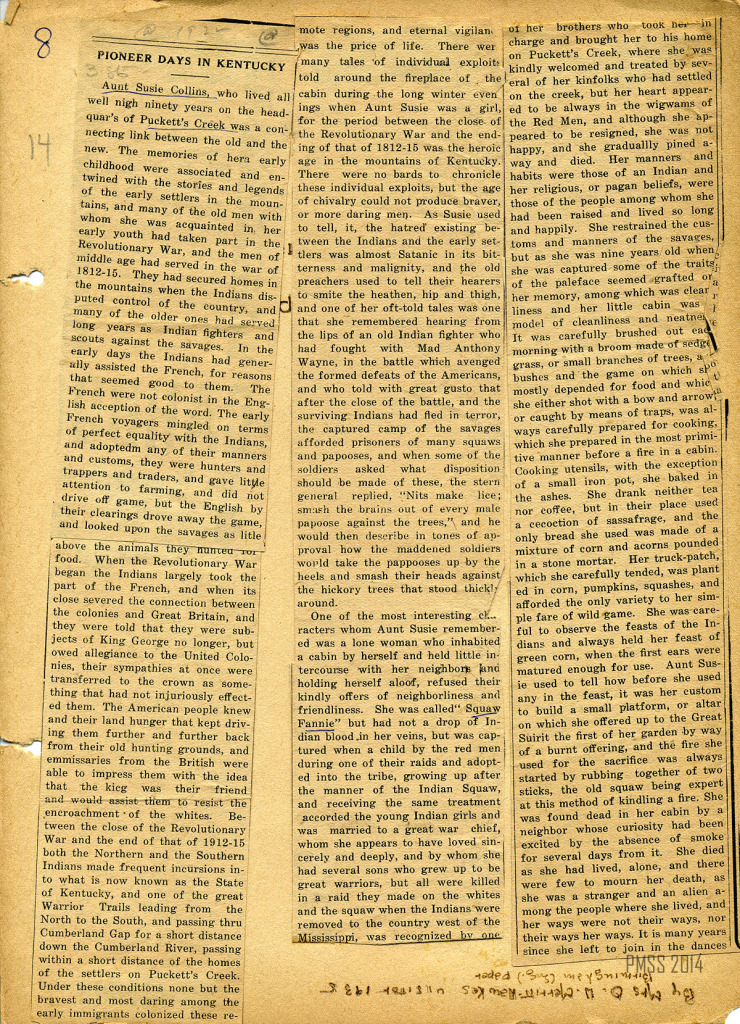 Pioneer Days in Kentucky, 1920s