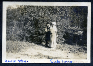 Angela Melville Album, II. Part I. [left] "Uncle Wm." [rt] "E. de Long" [melv_II_album_074.jpg]