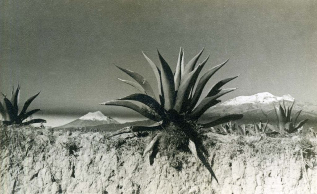 1936_mexico_005. View of Popocataptle and Iztaccihuatl volcanos. 70 Km Southeast of Mexico City. 