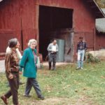 Paul Hayes(center) with BOT members (M. Pride) and Ben Begley to far rt. at PMSS Barn. Building and Grounds Committee, c. 1984.