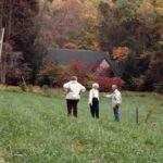 William Hayes (far rt.) Ruth Shuler Dieter (cntr) and ? (far lft) in Chapel field with members of the PMSS BOT - Building and Grounds Committee, c. 1984.
