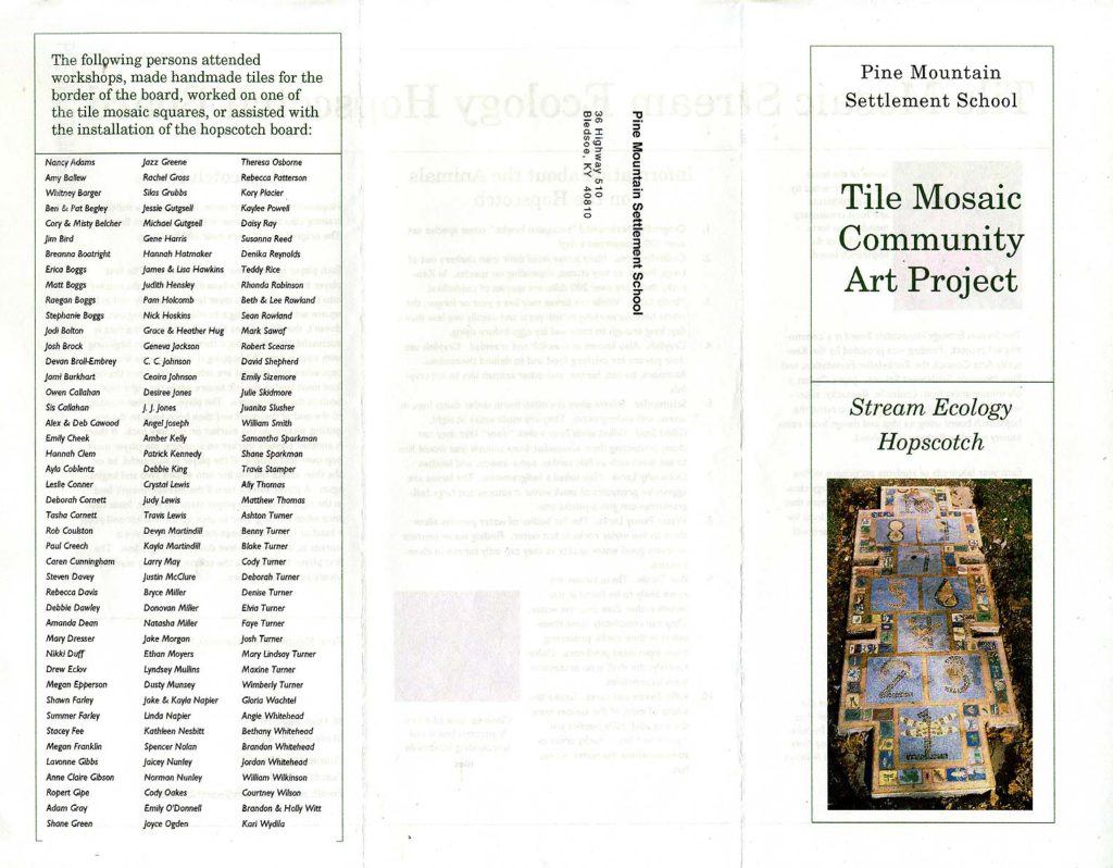 Brochure for Stream Ecology Hopscotch