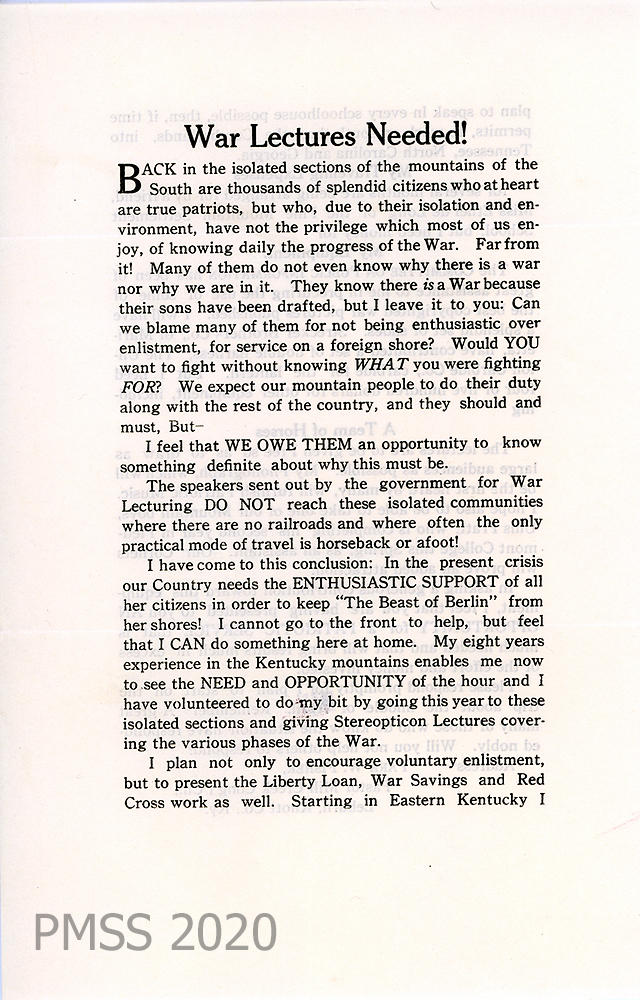 circular announcing lectures, p. 1